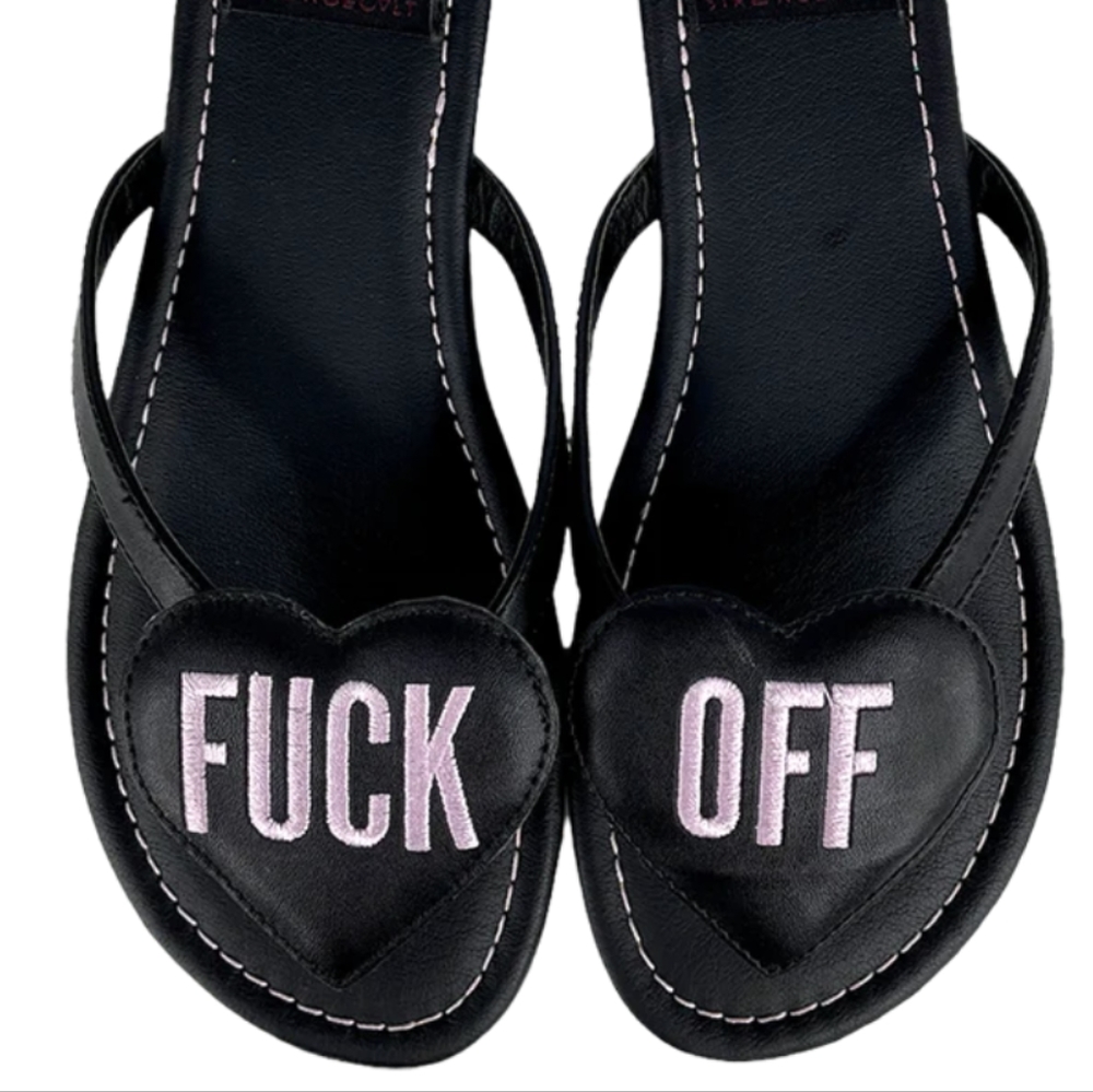 🆕 Betty F**K OFF Heart Sandals🖤 Strange Cvlt - Picture 2 of 4